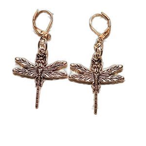 Dragonfly Earrings Sterling Silver Bohemian Nature 2 Inch Dangle Lever Back Boho